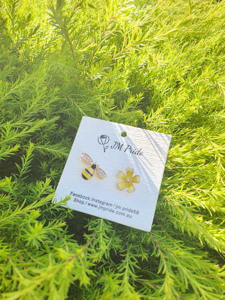 Buzzing Bumblebee and Blossum Combo Earrings