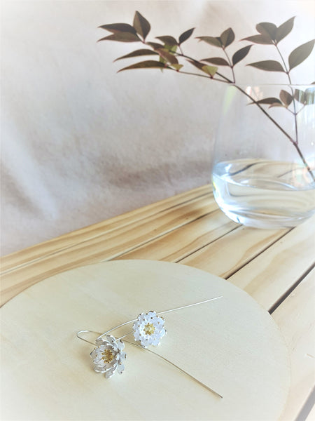 Silver Flora Flower Drop Earrings