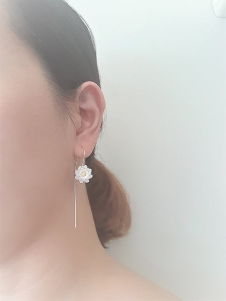 Silver Flora Flower Drop Earrings