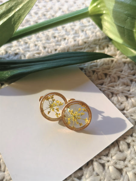 Cherry blossom resin earrings - Yellow / Pink