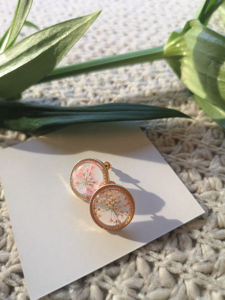 Cherry blossom resin earrings - Yellow / Pink