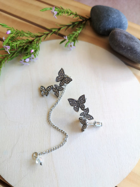 Timeless Silver Butterflies Mismatch Earrings