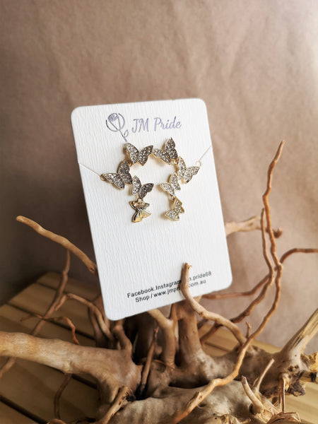 Delicated Gold Butterflies Drop Earrings
