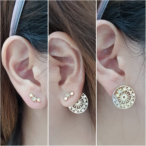 Star and Universe Stud Earrings - 3 Ways to Wear